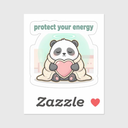 protect your energy – cute panda self-care sticker (Vel)