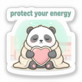 protect your energy – cute panda self-care sticker (Voorkant)