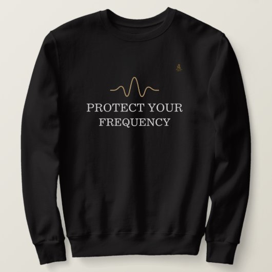 PROTECT YOUR FREQUENCY – Minimal Gold Wave Energy  Trui (Design voorkant)