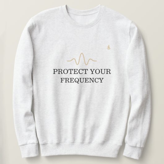 PROTECT YOUR FREQUENCY – Minimal Gold Wave Energy Trui (Design voorkant)