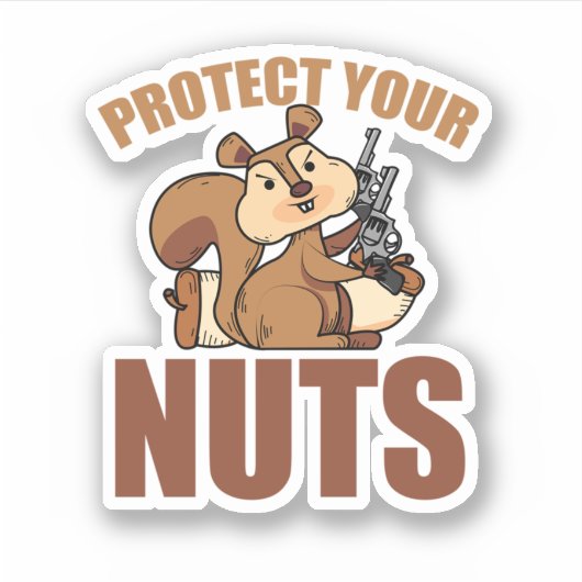 Protect Your Nuts Cool Squirrel Hunters Gun. Perfe Sticker (Voorkant)