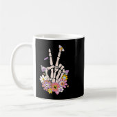 Protect Your Peace Flower Skull Skeleton Hand Ment Koffiemok (Links)