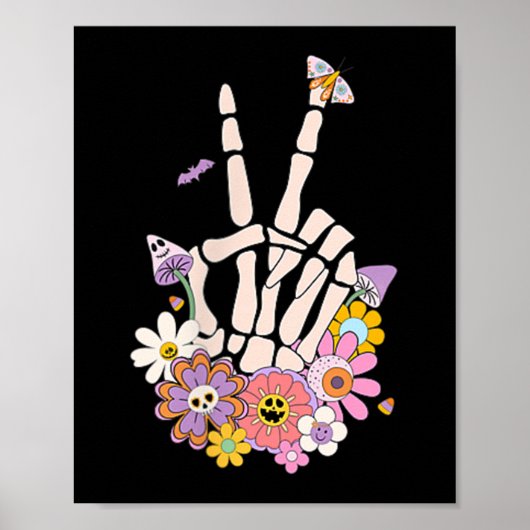 Protect Your Peace Flower Skull Skeleton Hand Ment Poster (Voorkant)