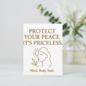 Protect Your Peace — Minimalist Self-Care Quote Briefkaart (Staand voorkant)