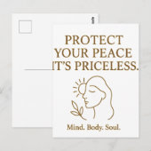 Protect Your Peace — Minimalist Self-Care Quote Briefkaart (Voorkant / Achterkant)