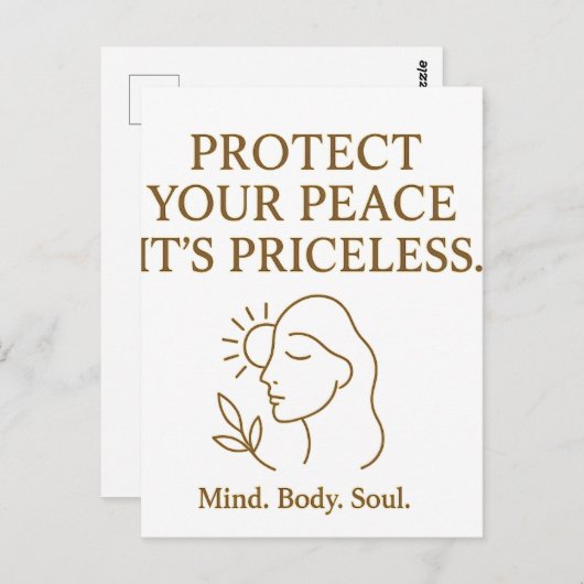 Protect Your Peace — Minimalist Self-Care Quote Briefkaart (Voorkant / Achterkant)
