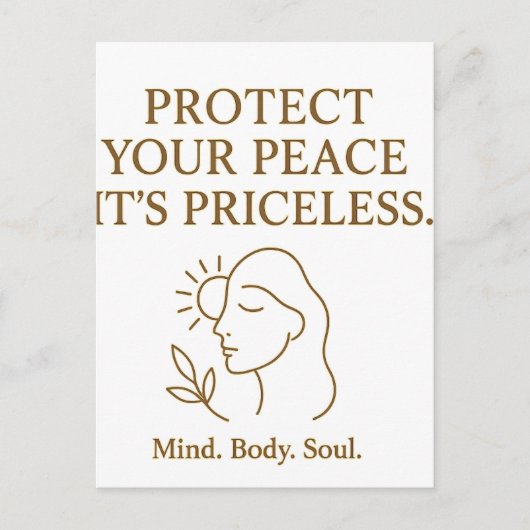 Protect Your Peace — Minimalist Self-Care Quote Briefkaart (Voorkant)