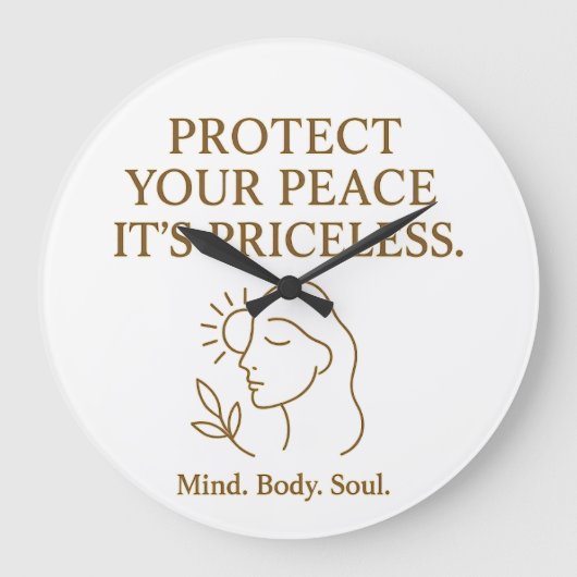 Protect Your Peace — Minimalist Self-Care Quote Grote Klok (Voorkant)