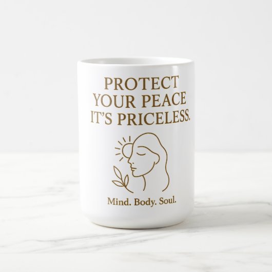 Protect Your Peace — Minimalist Self-Care Quote Koffiemok (Center)