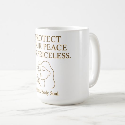 Protect Your Peace — Minimalist Self-Care Quote Koffiemok (Voorkant rechts)
