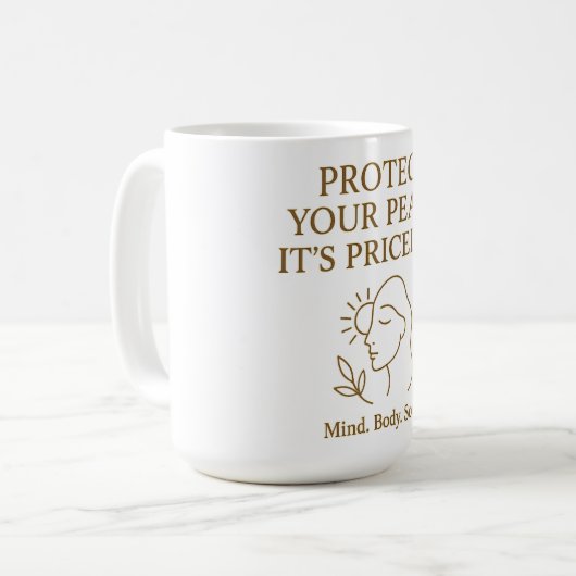 Protect Your Peace — Minimalist Self-Care Quote Koffiemok (Voorkant links)