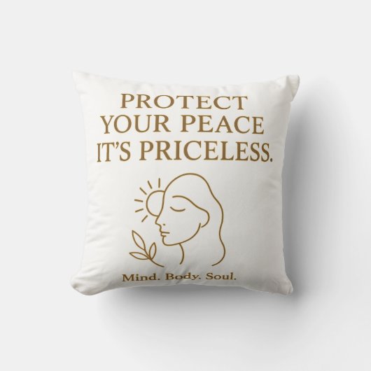 Protect Your Peace — Minimalist Self-Care Quote Kussen (Voorkant)