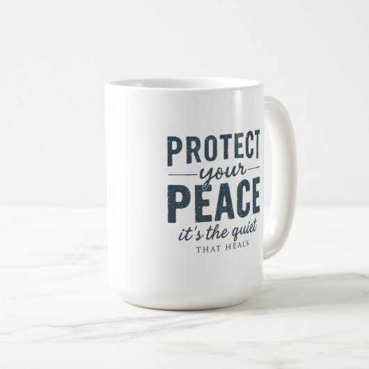 Protect Your Peace: Quiet Healing Typography Koffiemok (Voorkant rechts)