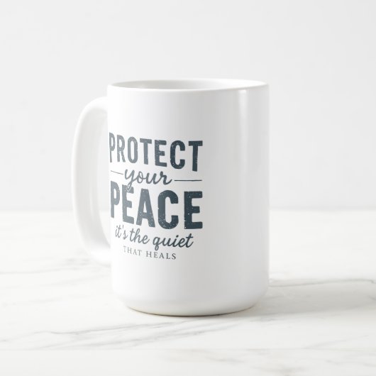 Protect Your Peace: Quiet Healing Typography Koffiemok (Voorkant links)