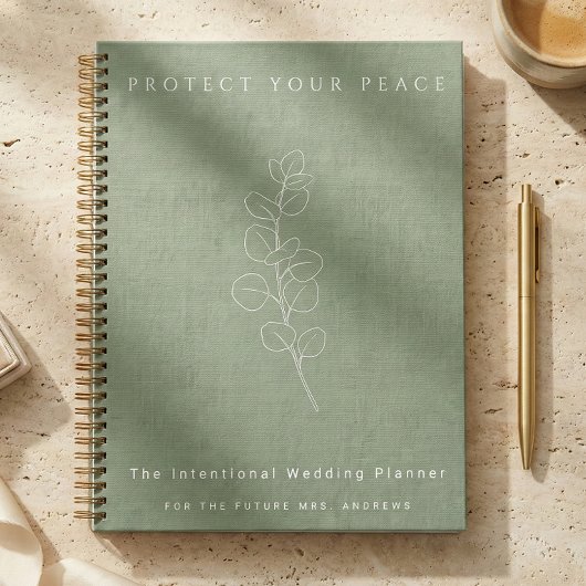 Protect Your Peace Sage Green Wedding Planner Notitieboek