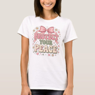 Protect Your Peace T-shirt Coquette Roze Strikje M