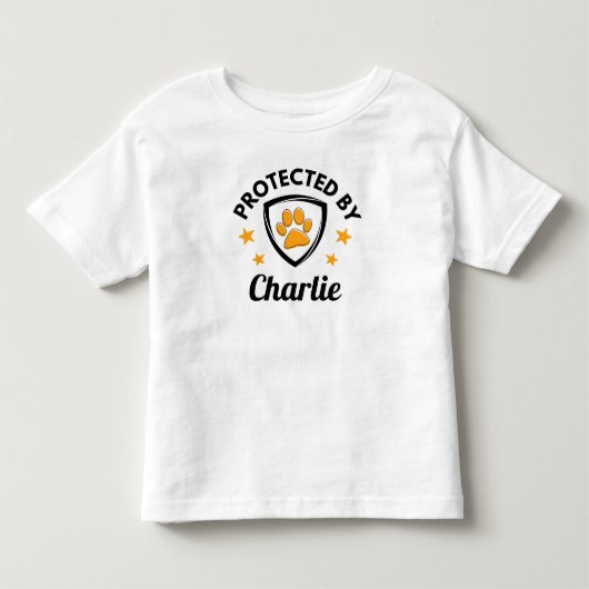 "Protected by" Aangepaste hondennaam Schattige Kinder Shirts (Voorkant)