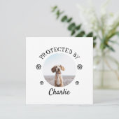 Protected By Dog Photo Paw Print Design Feestdagenkaart (Staand voorkant)