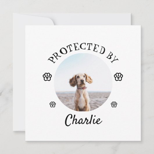 Protected By Dog Photo Paw Print Design Feestdagenkaart (Voorkant)