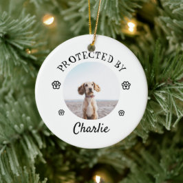 Protected By Dog Photo Paw Print Design Keramisch Ornament