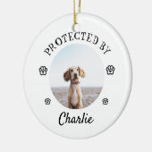 Protected By Dog Photo Paw Print Design Keramisch Ornament (Links)
