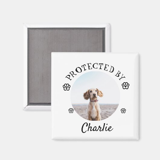 Protected By Dog Photo Paw Print Design Magneet (Voorkant / Achterkant)