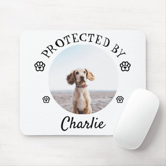 Protected By Dog Photo Paw Print Design Muismat (Met muis)