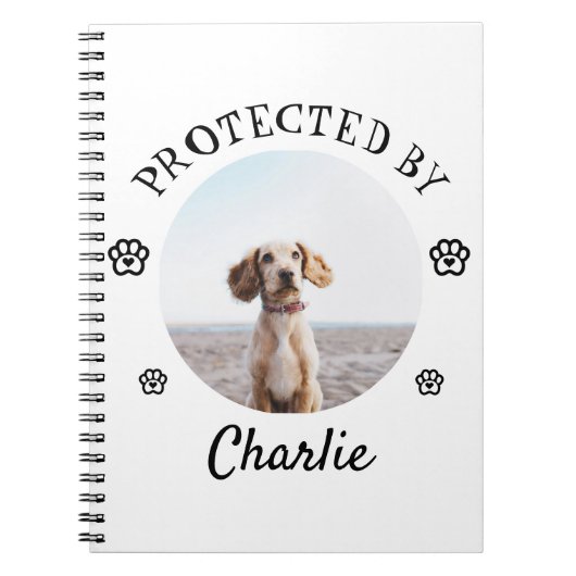 Protected By Dog Photo Paw Print Design Notitieboek (Voorkant)