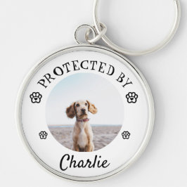 Protected By Dog Photo Paw Print Design Sleutelhanger