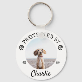 Protected By Dog Photo Paw Print Design Sleutelhanger