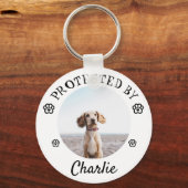 Protected By Dog Photo Paw Print Design Sleutelhanger (Voorkant)