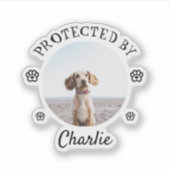 Protected By Dog Photo Paw Print Design Sticker (Voorkant)