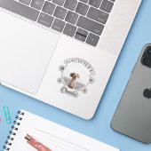 Protected By Dog Photo Paw Print Design Sticker (Laptop met iPhone)