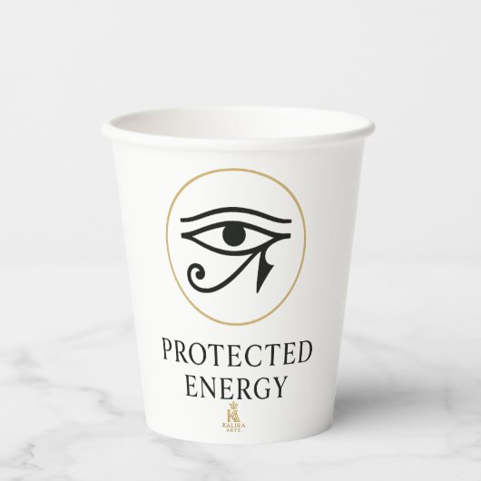 Protected Energy – Minimal Eye of Horus Symbol | Papieren Bekers (Voorkant)