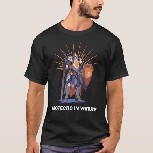 PROTECTIO IN VIRTUTE Knights Templar Motto T-shirt (Voorkant)