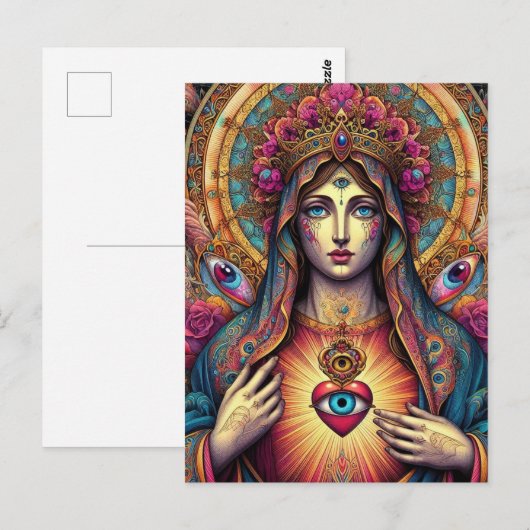  Protection From Evil Sacred Heart Of Mary Briefkaart (Voorkant / Achterkant)