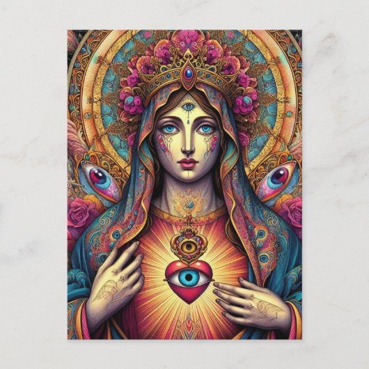  Protection From Evil Sacred Heart Of Mary Briefkaart (Voorkant)