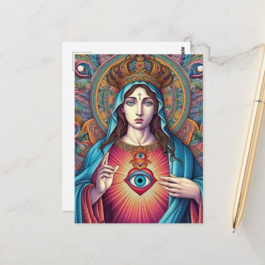  Protection From Evil Sacred Heart Of Mary Briefkaart (Voorkant / Achterkant in situ)