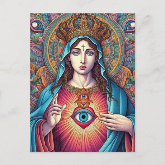  Protection From Evil Sacred Heart Of Mary Briefkaart (Voorkant)
