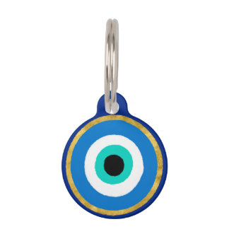 Protective Blue Evil Eye Nazar Gold Geometric Pet Huisdierpenning