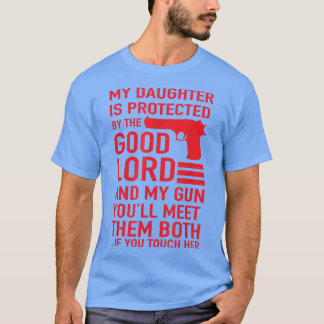 PROTECTIVE DADDY  Funny Dad of Girl Tee  T-shirt