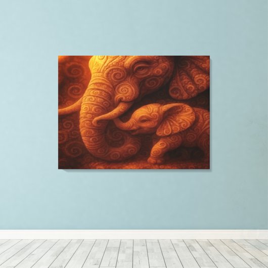 Protective Elephant Canvas Afdruk (Insitu (Houten vloer))