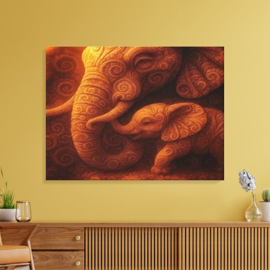 Protective Elephant  Canvas Afdruk (Insitu (Woonkamer))