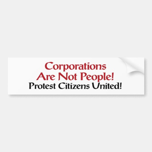 Protest Citizens United Bumpersticker (Voorkant)