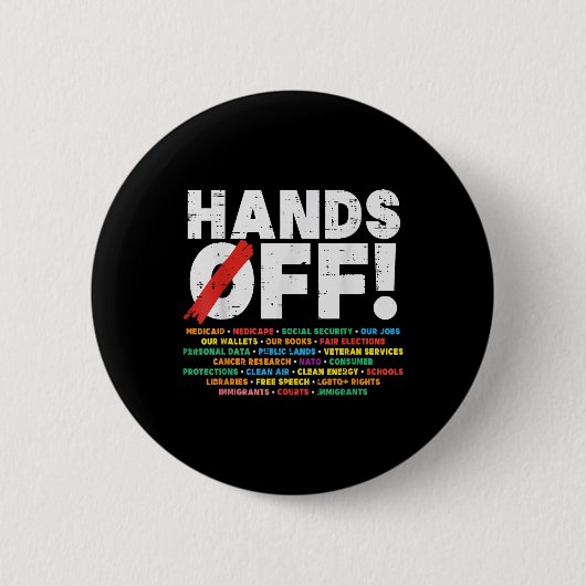 Protest Hands Off Medicare Social Security Weersta Ronde Button 5,7 Cm (Voorkant)