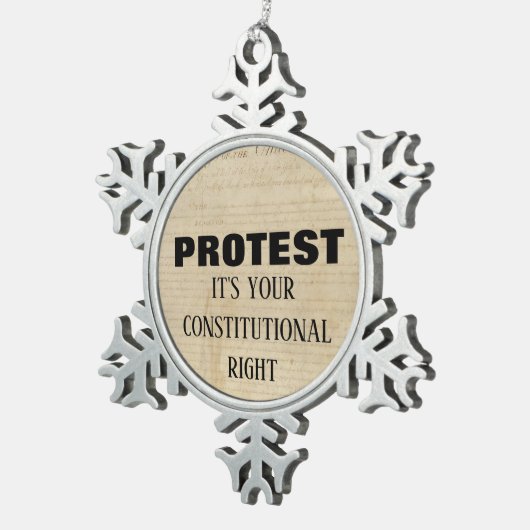 Protest: het is je grondwettelijk recht tin sneeuwvlok ornament (Rechts)