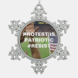 Protest is Patriotic Resist Flag Snowflake Tin Sneeuwvlok Ornament