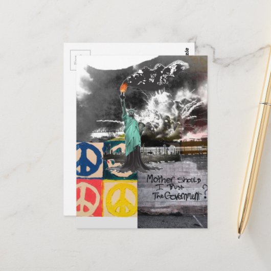 protest lady liberty mother should I trust collage Briefkaart (Voorkant / Achterkant in situ)