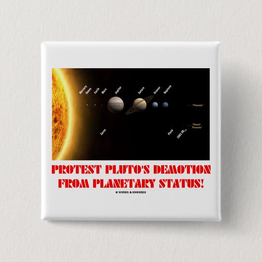 Protest Pluto's deemotie van de planetaire status! Vierkante Button 5,1 Cm (Voorkant)