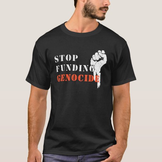 Protest T-Shirt – Stop Financieren Genocide | Free (Voorkant)